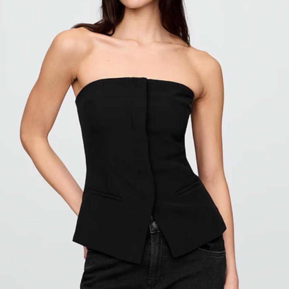 GAP Black Strapless Structured Peplum Top